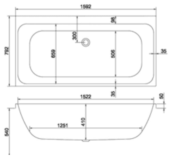 Carron Profile 1600 x 800mm Double Ended Bath