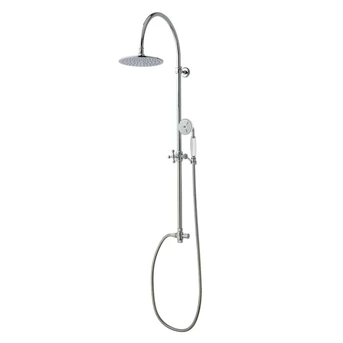 Imperial Westminster Rigid Riser with a Slim Amena Shower Head & White Handset 225mm - Chrome