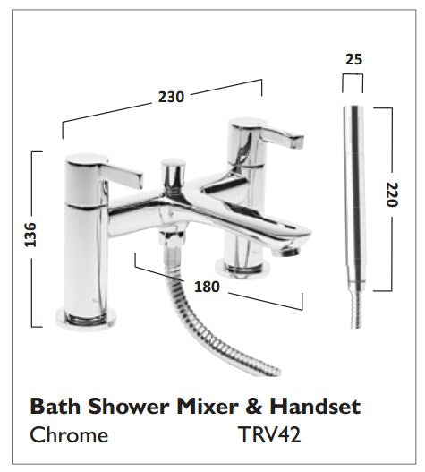 Tavistock Revive Bath Shower Mixer with hose and handset - Chrome