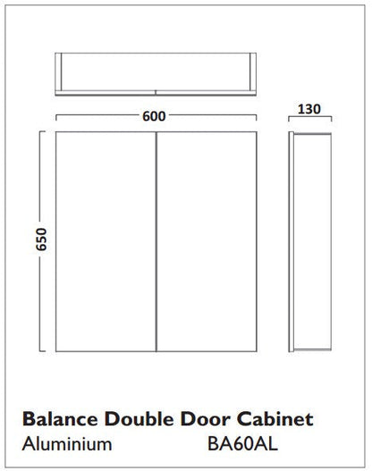 Tavistock Balance 600mm 2 Door Mirror Cabinet with Glass Shelves