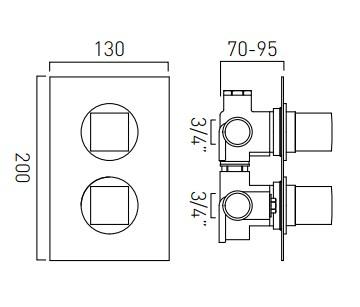 Vado Mix 2 Outlet 2 Handle Concealed Thermostatic Shower Valve