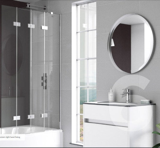 Kudos Compact 4 Panel 6mm 1500h x 950mm Bath Screen