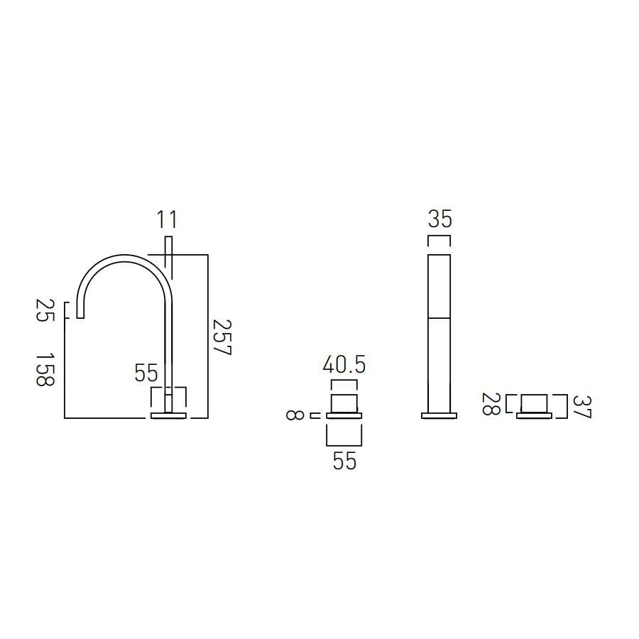 Vado Geo Deck Mounted Basin Mixer