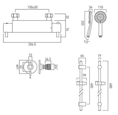 Vado Celsius Exposed Thermostatic Shower Set