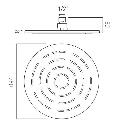 Vado Geometry 250mm Shower Head Inc 9Lpm Fr