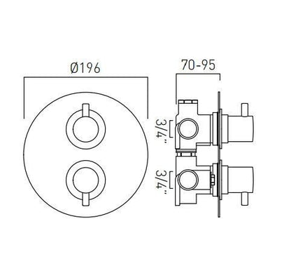 Vado Celsius Round 2 Handle Concealed Thermostatic Shower Valve