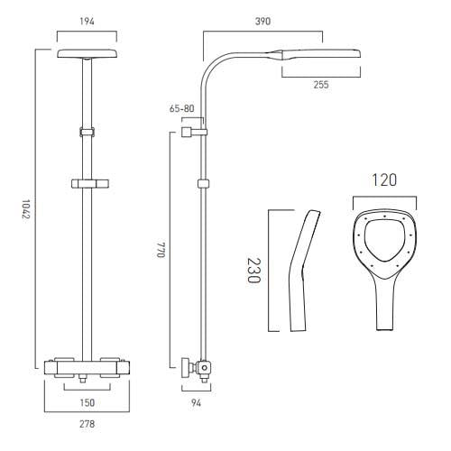 Vado Horizon Square Thermostatic Shower Column