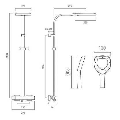 Vado Horizon Square Thermostatic Shower Column