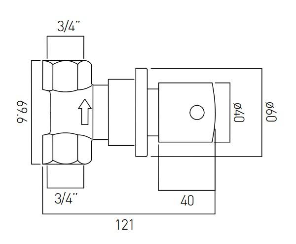 Vado Zoo 3/4" Concealed Stop Valve Wall Mounted