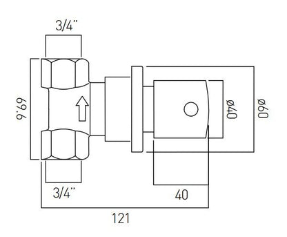 Vado Zoo 3/4" Concealed Stop Valve Wall Mounted