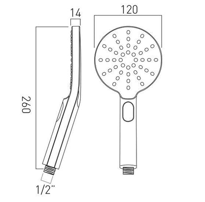 Vado Nebula 120mm Round 3 Function Rub Clean Shower Handset