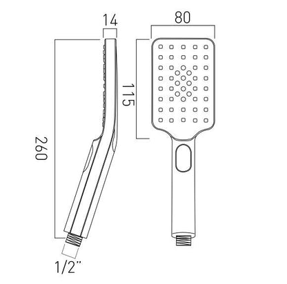 Vado Nebula 80mm X  115mm Rectangular 3 Function Rub Clean Shower Handset