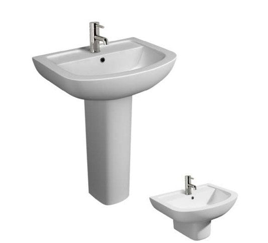 Kartell Studio 550mm Basin and Pedestal - 1 Tap Hole - White