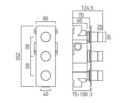 Vado Omika Two Outlet Three Handle Tablet Thermostatic Valve