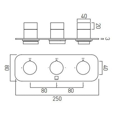 Vado Tablet Altitude Trim Kit For 2 Outlet Concealed Thermostatic Valves