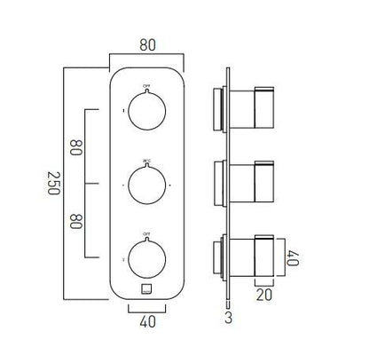 Vado Tablet Altitude Trim Kit For 2 Outlet Concealed Thermostatic Valves