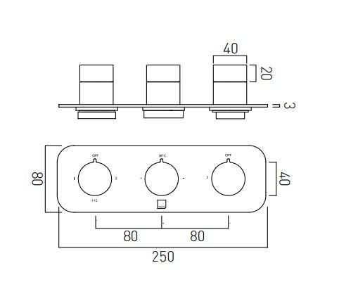 Vado Tablet Altitude Trim Kit For 3 Outlet Concealed Thermostatic Valves