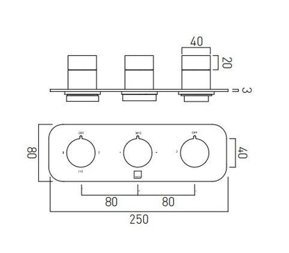 Vado Tablet Altitude Trim Kit For 3 Outlet Concealed Thermostatic Valves