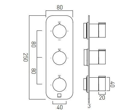 Vado Tablet Altitude Trim Kit For 3 Outlet Concealed Thermostatic Valves