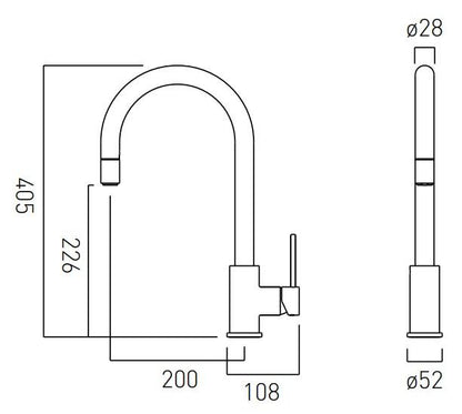 Vado Zoo Curve Mono Sink Mixer Deck Mounted