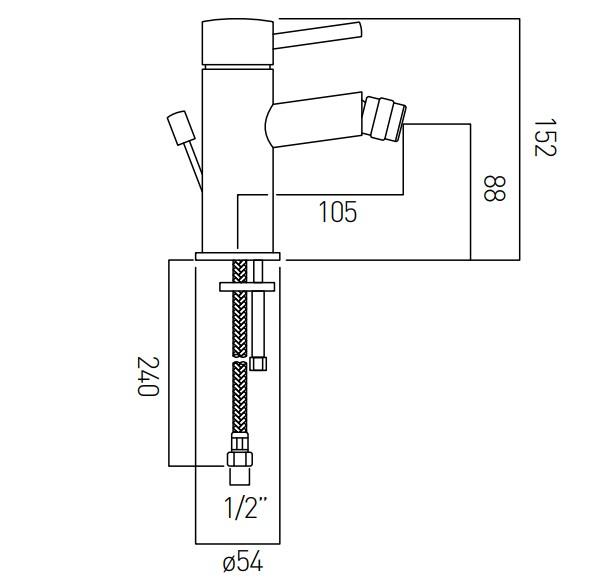 Vado Zoo Mono Bidet Mixer Single Lever With Pop-Up Waste