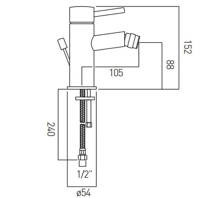 Vado Zoo Mono Bidet Mixer Single Lever With Pop-Up Waste