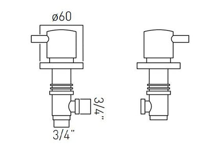 Vado Zoo Pair Of Valves Deck Mounted