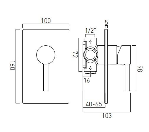 Vado Zoo Single Liver Concealed Manual Shower Valve