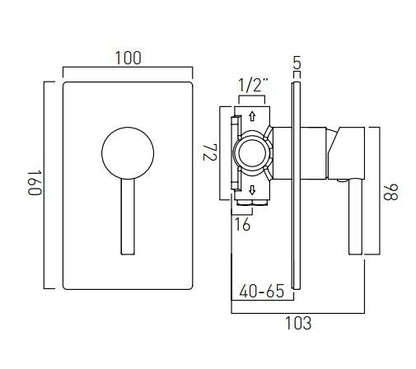 Vado Zoo Single Liver Concealed Manual Shower Valve