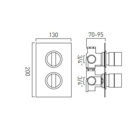 Vado Notion 2 Outlet 2 Handle Thermostatic Shower Valve Wall Mounted