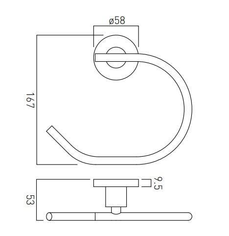 Vado Elements Towel Ring Wall Mounted