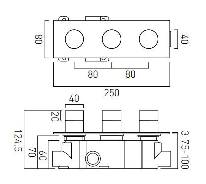 Vado Omika Two Outlet Three Handle Tablet Thermostatic Valve