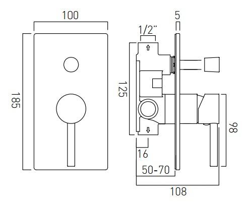 Vado Zoo concealed 2 outlet shower valve with diverter