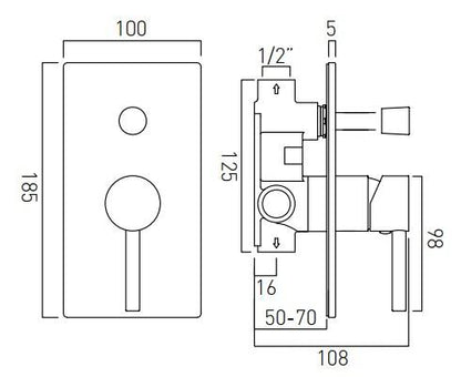 Vado Zoo concealed 2 outlet shower valve with diverter