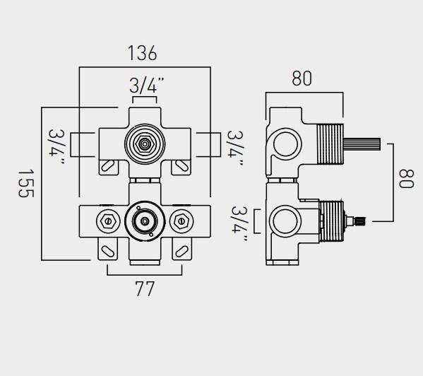 Vado Concealed Part For Outlet 148D Thermostatic Valve