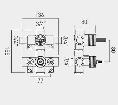 Vado Concealed Part For Outlet 148D Thermostatic Valve