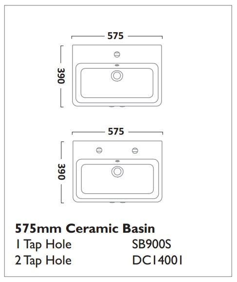 Tavistock Lansdown 570mm Vanity Basin