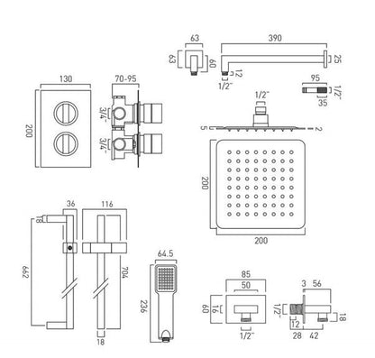 Vado DX Notion - 2 Outlet Thermostatic Shower set With V2 Kit