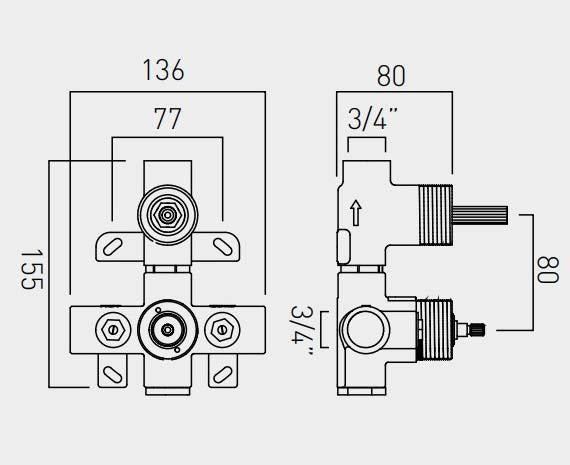 Vado Concealed Part For Outlet 148D Thermostatic Valve