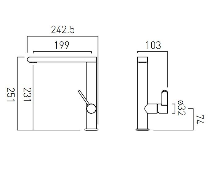 Vado Ion Mono Sink Mixer Deck Mounted