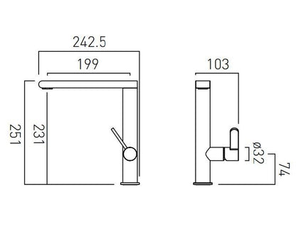 Vado Ion Mono Sink Mixer Deck Mounted