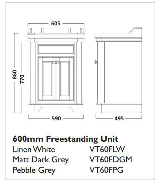 Tavistock Vitoria 600mm Freestanding Vanity Unit