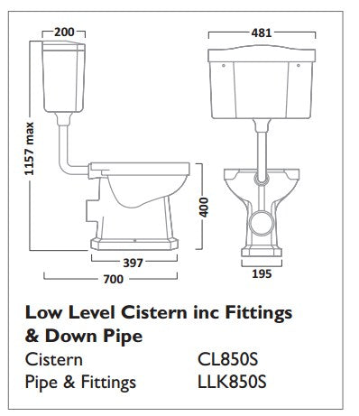 Tavistock Vitoria Low Level Pipe and Fittings - Chrome