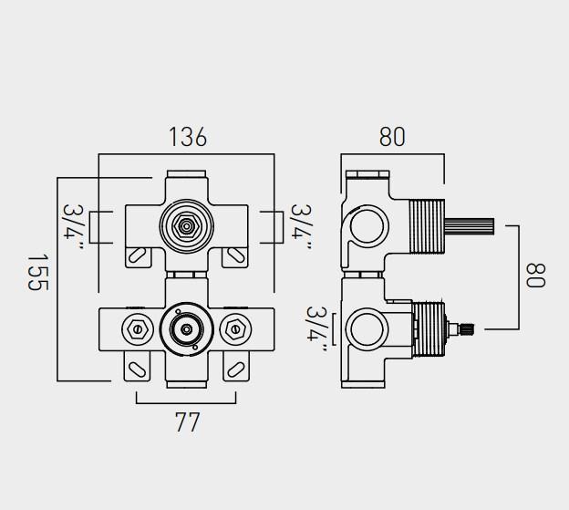 Vado Concealed Part For Outlet 148D Thermostatic Valve