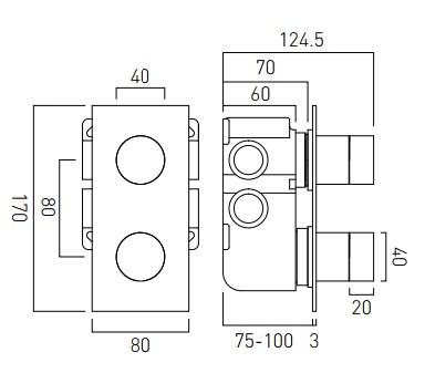 Vado Omika Two Outlet Two Handle Tablet Thermostatic Valve