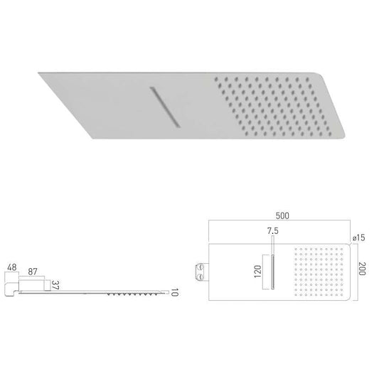 Vado Aquablade Slimline 2 Function Wall Mounted Shower Head