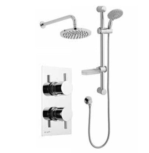 Kartell Plan Thermostatic Concealed Shower with Adjustable Slide Rail Kit and Overhead Drencher