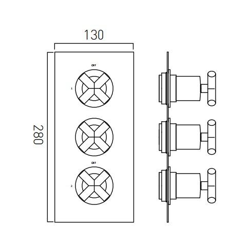 Vado Elements Two Outlet Trim For 128D/2 Thermostatic Valve