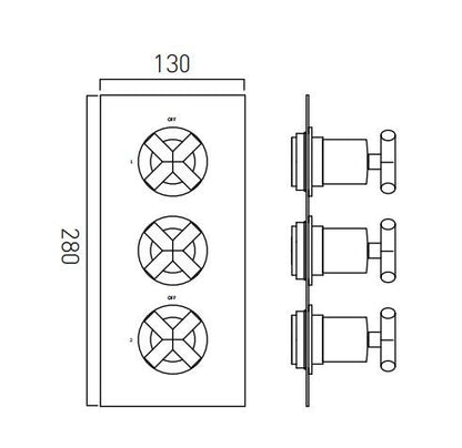 Vado Elements Two Outlet Trim For 128D/2 Thermostatic Valve