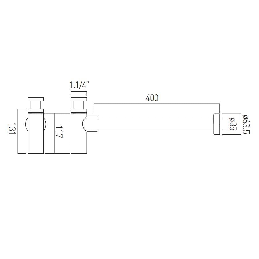 Vado Contemporary Bottle Trap 1.1/4" X 1.1/4"